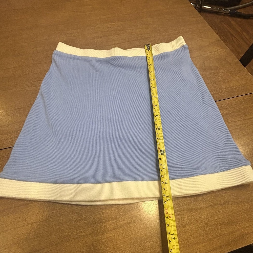 Red Carter Skirt Womens Small Crystal Blue Ribbed Knit Cotton Spandex Mini